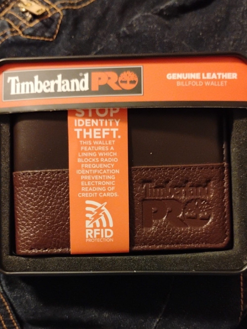 Timberland Mens RFID Wallet Passcase Brown Pro Leather With ID Slot Gift Box